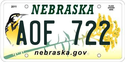 NE license plate AOF722