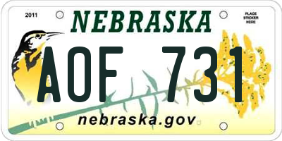 NE license plate AOF731
