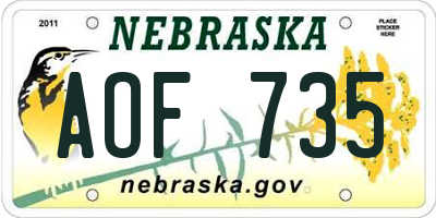 NE license plate AOF735