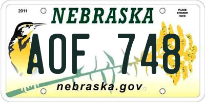 NE license plate AOF748