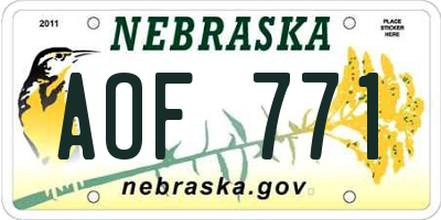 NE license plate AOF771