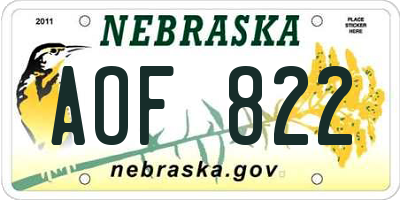 NE license plate AOF822