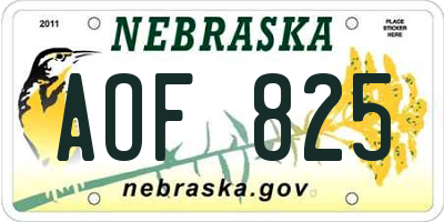 NE license plate AOF825