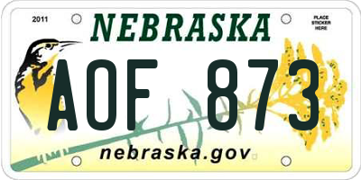 NE license plate AOF873