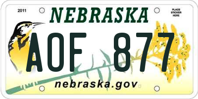 NE license plate AOF877