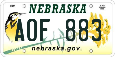 NE license plate AOF883
