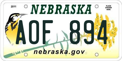 NE license plate AOF894