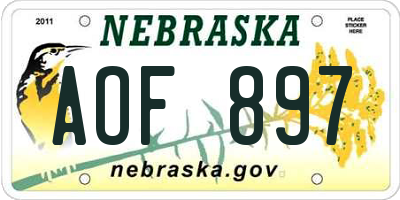 NE license plate AOF897
