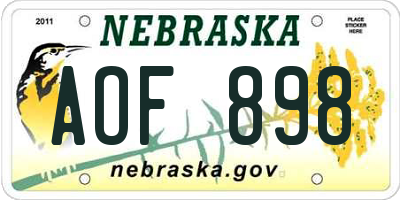 NE license plate AOF898