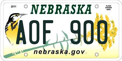 NE license plate AOF900