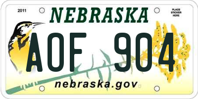 NE license plate AOF904