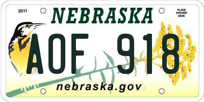 NE license plate AOF918