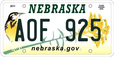 NE license plate AOF925