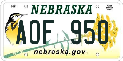 NE license plate AOF950