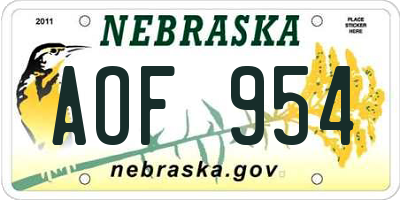 NE license plate AOF954