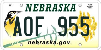 NE license plate AOF955