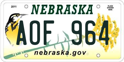 NE license plate AOF964