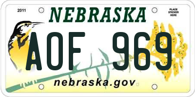 NE license plate AOF969