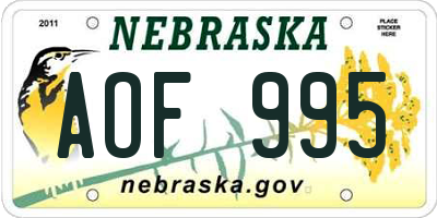 NE license plate AOF995