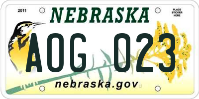 NE license plate AOG023