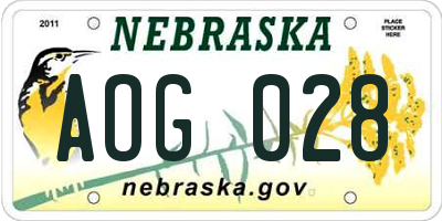 NE license plate AOG028