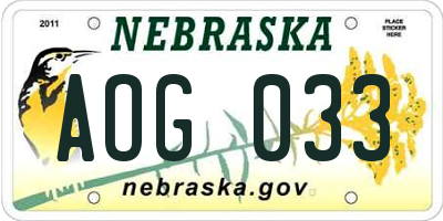 NE license plate AOG033