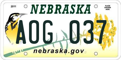 NE license plate AOG037
