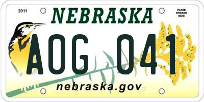 NE license plate AOG041