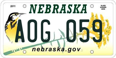 NE license plate AOG059