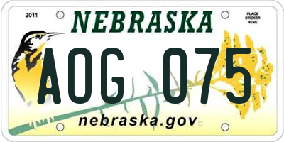 NE license plate AOG075