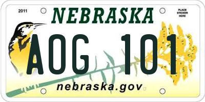 NE license plate AOG101