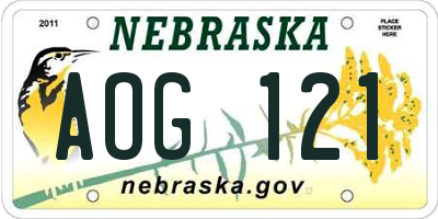 NE license plate AOG121