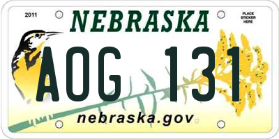 NE license plate AOG131