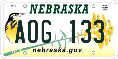 NE license plate AOG133