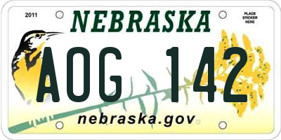 NE license plate AOG142