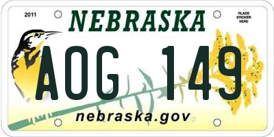 NE license plate AOG149