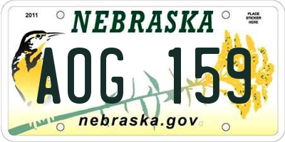NE license plate AOG159
