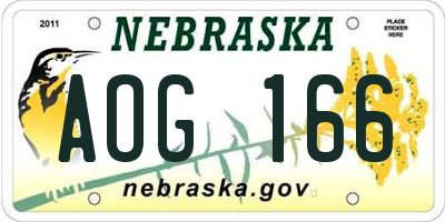 NE license plate AOG166