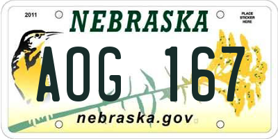 NE license plate AOG167