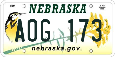 NE license plate AOG173