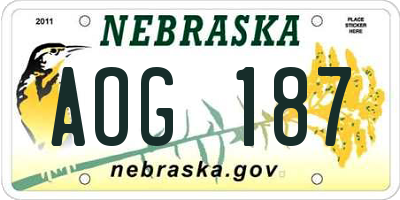 NE license plate AOG187