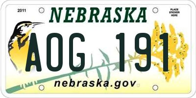 NE license plate AOG191