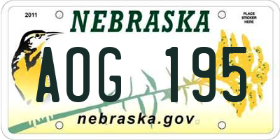 NE license plate AOG195