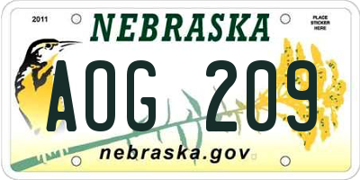 NE license plate AOG209