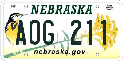 NE license plate AOG211