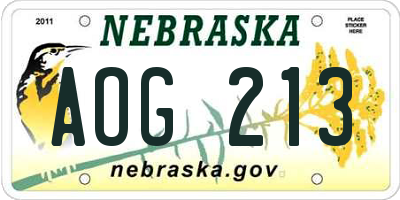 NE license plate AOG213