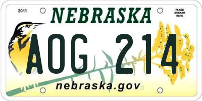 NE license plate AOG214