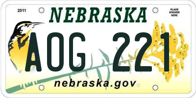 NE license plate AOG221