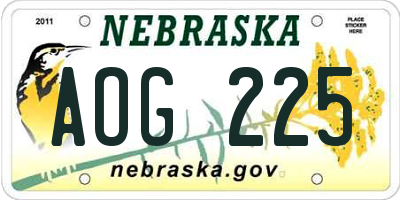 NE license plate AOG225