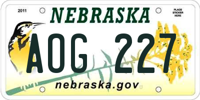 NE license plate AOG227